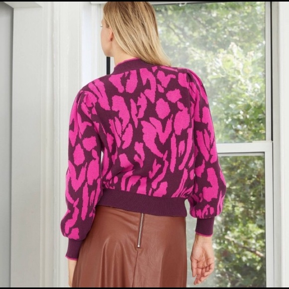 NWT Who What Wear Animal Print Pink Sweater - Picture 2 of 7